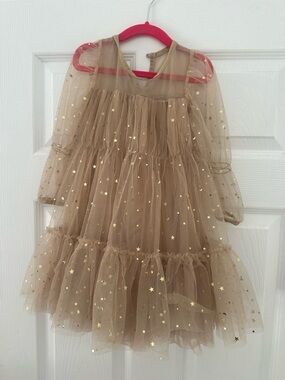 Ele Story Gold Star Tulle Kids Dress Size 4T